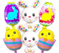 6 globos de huevo de Pascua, globos de conejo, globos de pollito para huevos de conejo de Pascua, fiesta de cumpleaños, decoraciones al aire libre