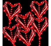 6 globos de San Valentín LED de corazón rojo globos transparentes con luz roja para globos de corazón transparente con 10 pies de luz para el día de San Valentín, boda, fiesta de cumpleaños (corazón rojo)
