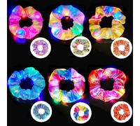 6 gomas para el pelo luminosas, radiaciones LED con 3 modos de luz, gomas elásticas oscuras para el pelo para mujeres, niñas, accesorios para el pelo, fiestas de Año Nuevo, carnaval, fiestas de
