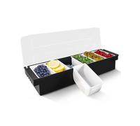 6-grid Ingredient Station, 1 Set Durable Plastic Ingredient Storage Box with Lid, Food Storage Container for Bar, Ice Cream Shop, Salad Bar,