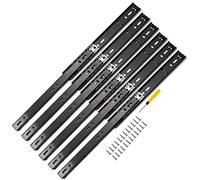 6 guías para cajones de gabinete, guías con rodamientos de Bolas sólidas de 10 a 20 Pulgadas, Deslizamiento Suave y silencioso, Montaje Lateral, Carga de 70 Libras, riel Deslizante telescópico de 2