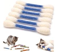 6 hisopos de algodón para gatos con hierba gatera, palos gigantes duraderos para masticar gatitos, cuerdas dentales de dentición, hisopos interactivos de algodón con hierba gatera, juguete de punta Q