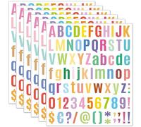 6 Hojas 486 Piezas Pegatinas Letras,Letras Adhesivas,Pegatinas Numeros,Pegatinas Letras Adhesivas,Letras Adhesivas Grandes+Pequeño,de vinilo,para Letreros,DIY,Scrapbooking (Vistoso)