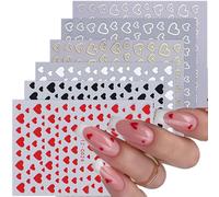 6 Hojas Adhesivas Rojo Amor Corazón Clavos Arte Arte Arte Diseños Bricolaje Decoraciones Uñas Valentín Claves Arte Calcomanías Arte Calcomanías Uñas Valentín