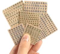 6 hojas de 4,5 mm de altura pequeñas letras adhesivas con pinzas de acero inoxidable, pegatinas 3D mini letras adhesivas metálicas del alfabeto (oro, plata)