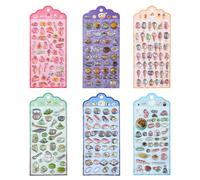 6 hojas de adhesivos decorativos en relieve de resina de PVC para diario, cuaderno, teléfono, álbum, habitación de niños, arte de pared de PVC para niños