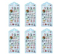 6 hojas de adhesivos decorativos en relieve de resina de PVC para diario, cuaderno, teléfono, álbum, habitación de niños, arte de pared de PVC para niños