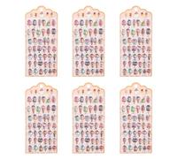 6 hojas de calcomanías educativas en relieve de dibujos animados para niños, para álbumes de recortes, diario, cubierta de teléfono, laptop, habitación de niños, pared infantil