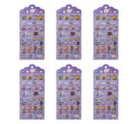 6 hojas de calcomanías en relieve de dibujos animados impermeables de resina de PVC para niños, manualidades, cuaderno, diario, cubierta de teléfono, decoración de PVC
