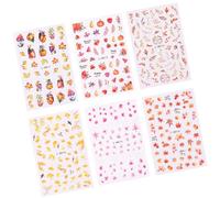 6 hojas de calcomanías festivas de otoño con calabazas y hojas de arce o diseños creativos de uñas