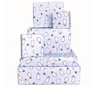 6 hojas de papel de regalo de cumpleaños - pingüinos en sombreros de fiesta - papel de regalo azul - para niños, niñas, hombres - sostenible - reciclable - celebración del nuevo bebé - de Central 23