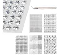 6 Hojas de Pegatinas de Diamantes de Imitación Autoadhesivas, Transparentes, Piedras Preciosas de Cristal Acrílico (3 mm/4 mm/5 mm/6 mm/8 mm/10 mm)