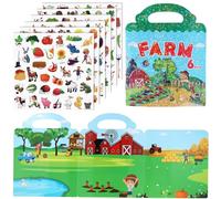 6 Hojas de Pegatinas de Educación Temprana, Lindas Pegatinas de Patrones de Dibujos Animados de Animales y Plantas Libro de Pegatinas de Escenas Reutilizables para Niños Pequeños