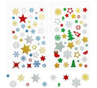 6 hojas de pegatinas de Navidad para niños, autoadhesivas, calendario de Adviento, pegatinas de Navidad, estrellas, copos de nieve, pegatinas para ventanas, para regalos