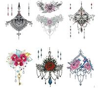 6 hojas de tatuaje temporal para el pecho, tatuaje de rosa, Zoe 6