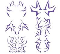 6 hojas de tatuajes de demonios, accesorios de anime, pegatinas de tatuaje temporal, tatuajes corporales temporales, accesorios de anime, pegatinas de maquillaje, para festivales, eventos de baile