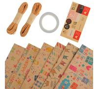 6 Hojas Papel de Regalo Cumpleaños - Papel Regalo Infantil 70 x 100 cm - Papel Kraft - Para Envolver Regalos de Cumpleaños - Para Niños, Adultos y Fiestas (Multicolor)