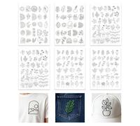 6 Hojas Papel Soluble Para Bordar Con Dibujos, Papel Soluble Para Bordar Autoadhesivo, Patrones De Bordado Solubles En Agua, Para Bordado A Mano, Adecuado Para Principiantes Del Bordado Y Entusiastas