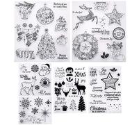 6 hojas sellos transparentes temáticos Navidad sellos transparentes de silicona de estilo diferente con patrón de copo de nieve Santa ciervo árbol para la fabricación de tarjetas decoración y