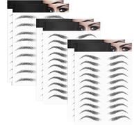 6 Hojas Tatuaje Cejas 4D Auténticas como Cabello, Impermeables Pegatinas de Transferencia, de Maquillaje en Estilo Clásicos de Arco, 66 Pares