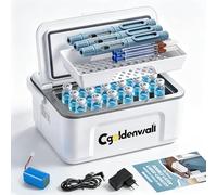 6 Horas Caja Nevera Portátil para Insulina para Max.12 Bolígrafos, 19 * 8 * 7cm Capacidad Interna 0-8℃ Ajuste con 1 Baterías 5V 13600MAH Mini Refrigerador de Medicina para Uso en Casa