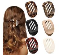6 horquillas planas para el pelo para mujer, de agarre fuerte, para cabello fino y grueso, pinzas grandes y mate, forma curvada para un agarre firme, diseño de leopardo, ideal para uso diario y