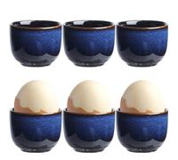 6 hueveras de cerámica, diámetro de 5 cm x 4 cm, soporte para huevos de porcelana, 20 ml, juego de hueveras de porcelana, soporte para huevos de porcelana, soporte para huevos de cerámica con borde de