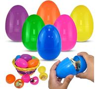 6 huevos de Pascua gigantes, huevos de plástico de 7,5 cm para caza de huevos, huevos de Pascua rellenables, recuerdos de fiesta temática de Pascua, suministros de premios para el aula