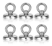6 imanes de neodimio con ojales, 32 mm, ganchos magnéticos superfuertes, capacidad de carga de 32 kg, con anillos elevadores y tornillos para interiores, taller