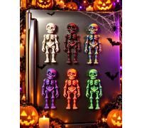 6 imanes de nevera de esqueleto articulados impresos en 3D con articulaciones móviles, decoraciones de Halloween para nevera, taquilla u oficina, idea de regalo gótica peculiar para adultos