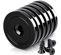 6 imanes fuertes de neodimio de 36 x 7 mm, extra fuertes, 55 kg, con agujero y cápsula, fuertes para cocinas, baños, oficinas, almacenes
