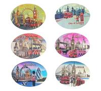 6 imanes icónicos para fotos de la escena de Londres, diseño de la bandera del Reino Unido y forma ovalada