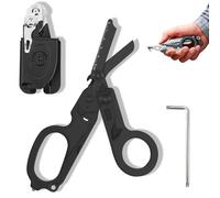 6 in 1 Multifunction Trauma Scissors Foldable with Matching Holster Emergency Scissors Ideal for Professional Use in Emergency Services or Everyday Tasks Tools (A)