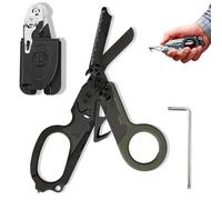 6 in 1 Multifunction Trauma Scissors Foldable with Matching Holster Emergency Scissors Ideal for Professional Use in Emergency Services or Everyday Tasks Tools (B)