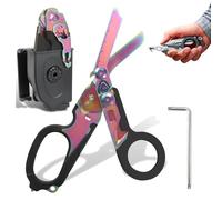 6 in 1 Multifunction Trauma Scissors Foldable with Matching Holster Emergency Scissors Ideal for Professional Use in Emergency Services or Everyday Tasks Tools (E)