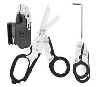 6 in 1 Multifunctional Trauma Shears Foldable,Trauma Shears, Outdoor Camping Rescue Medical, with Protective Cove, Heavy Duty Stainless Steel Emergency,Combination set (Black)
