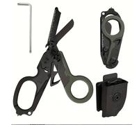 6 in 1 Multifunctional Trauma Shears Foldable,Trauma Shears, Outdoor Camping Rescue Medical, with Protective Cove, Heavy Duty Stainless Steel Emergency,Combination set (Army Green)