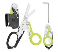 6 in 1 Multifunctional Trauma Shears Foldable,Trauma Shears, Outdoor Camping Rescue Medical, with Protective Cove, Heavy Duty Stainless Steel Emergency,Combination set (Green)