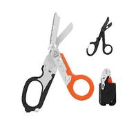 6 in 1 Multifunctional Trauma Shears with Leather Case, Stainless Steel Folding First Aid Shears, Rescue Shears