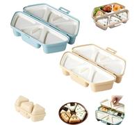 6 in 1 Onigiri Mold, 6 in One Onigiri Mold, Triangle Rice Ball Molds, 6 at Once Cavity Press Onigiri Rice Balls, For Seaweed Rices Balls Sushi Musubi, Picnic Daily Storing Sushi (Blue+Beige)