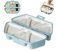 6-in-1 Onigiri Mold Set, Triangle Rice Ball Maker, Non-Stick Japanese Rice Ball Molds for Bento, Sushi, Meal Prep & Lunch Boxes (Blue)