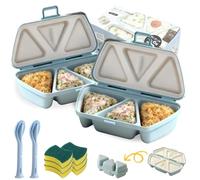 6 In 1 Onigiri Mold, Silicone Multi Cavity Onigiri Mold Set, Triangle Kimbap Molds and Wrappers, Easy to Store Carry, Once Quickly Make 6PCS Onigiris for Triangle Sushi/Rice Cake Molds (BLUE*2)