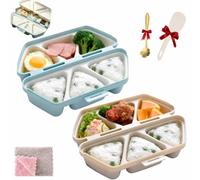 6 In 1 Onigiri Mold,Triangle Rice Ball Maker Set,6 Cavities Non-Stick Sushi Maker,Foldable Onigiri Press,Once Quickly Make 6pcs Onigiris,For Sushi & Musubi,Easy To Store Carry (Blue+Khaki, SIZE)