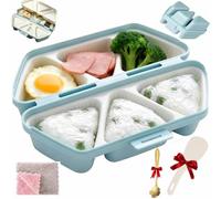 6 In 1 Onigiri Mold,Triangle Rice Ball Maker Set,6 Cavities Non-Stick Sushi Maker,Foldable Onigiri Press,Once Quickly Make 6pcs Onigiris,For Sushi & Musubi,Easy To Store Carry (Blue, SIZE)