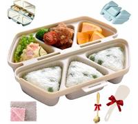 6 In 1 Onigiri Mold,Triangle Rice Ball Maker Set,6 Cavities Non-Stick Sushi Maker,Foldable Onigiri Press,Once Quickly Make 6pcs Onigiris,For Sushi & Musubi,Easy To Store Carry (Khaki, SIZE)