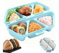 6 In 1 Onigiri Mold, Triangle Rice Mold, Triangle Rice Ball Seaweed Wrap Mold, Quick to Make and Easy to Store Carry and Clean, for Seaweed Rices Balls Sushi Musubi (Blue)