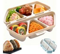 6 In 1 Onigiri Mold, Triangle Rice Mold, Triangle Rice Ball Seaweed Wrap Mold, Quick to Make and Easy to Store Carry and Clean, for Seaweed Rices Balls Sushi Musubi (Beige)