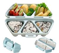 6 In 1 Onigiri Mold, triangle sushi mold, Triangle Rice Ball Maker, Foldable & Dishwasher-Bento Tool for Quick Meal Prep (Blue)