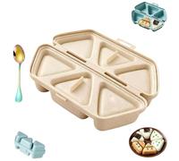 6 in 1 Onigiri Mold with One-Push Press Plate, Thickened PP Musubi Press Mold for Bento Meal Prep, Kids Lunch, Picnic, Camping (Khaki)