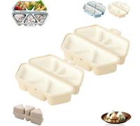 6 in 1 Onigiris Mold, 6 in 1 Mold for Making and Storing Sushi, Triangle Sushi Molds, Quick to Make, Easy to Store Carry, for Meal Prep, Lunch, Family Cooking (2pcs-beige)